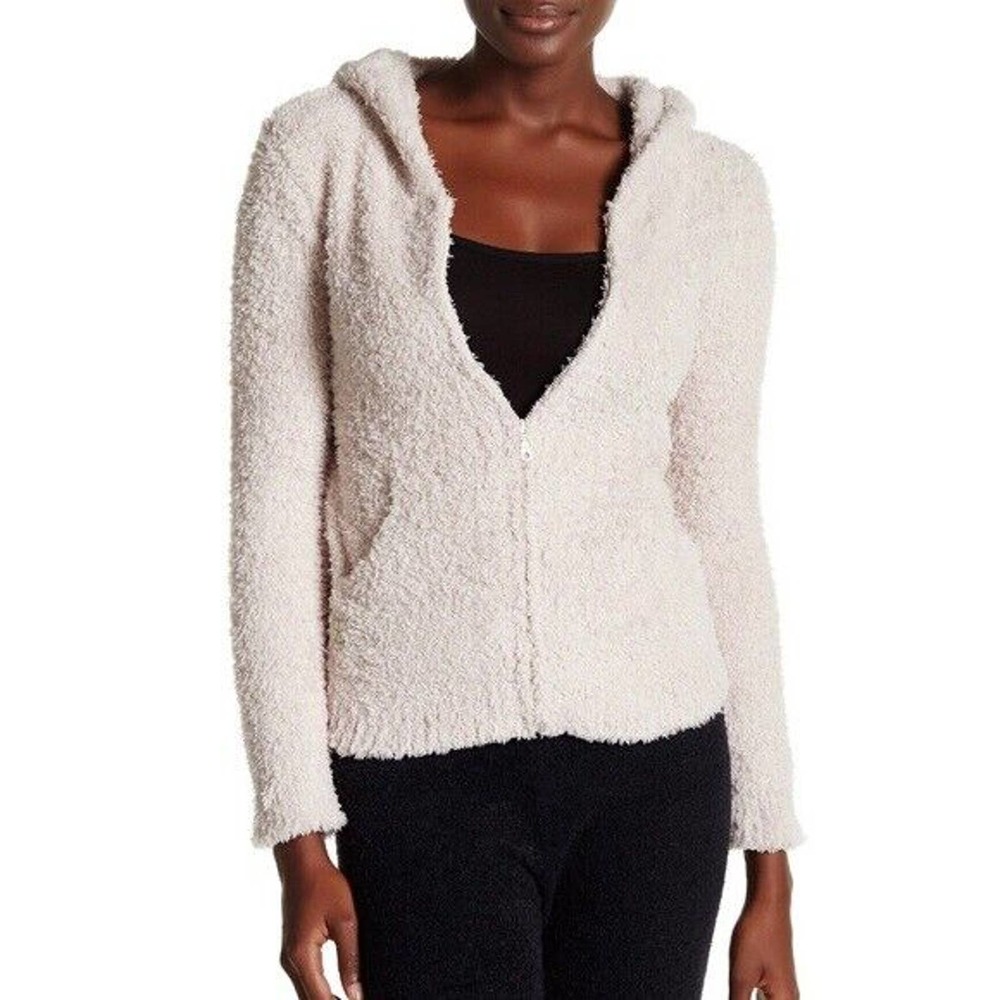 Barefoot Dreams Cozy Chic Hoodie Zip Up Sweater Cardigan Pink 515 Large H14281